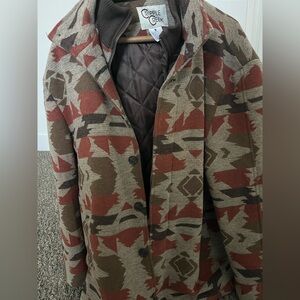 Ripple Creek Men's Geometric Jacket - Brown and Red